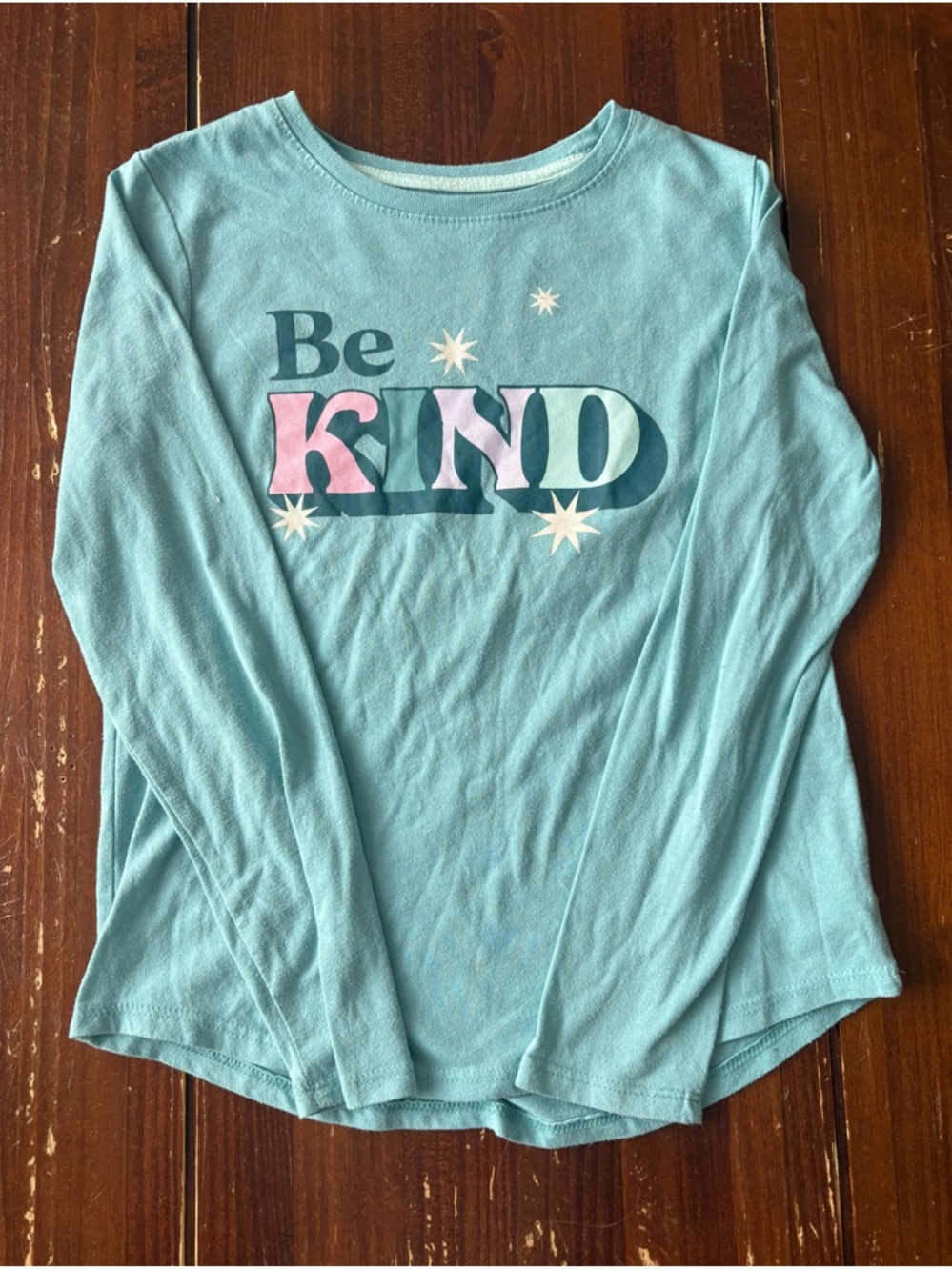 wonder nation Light Teal Long Sleeve "Be Kind" Graphic Tee